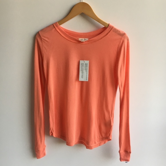 NWT Silence + noise Coral Long Sleeve Tee Crewneck - Picture 1 of 8